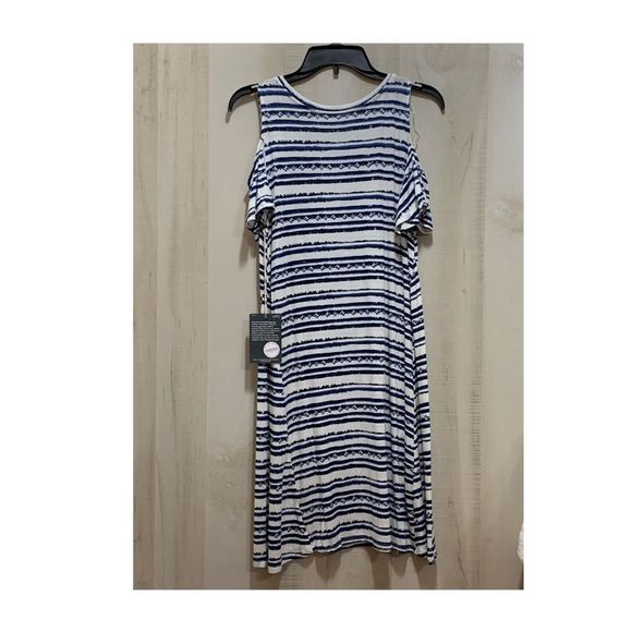 Cherokee Striped Cold Shoulder Dress Navy/White - Picture 5 of 6